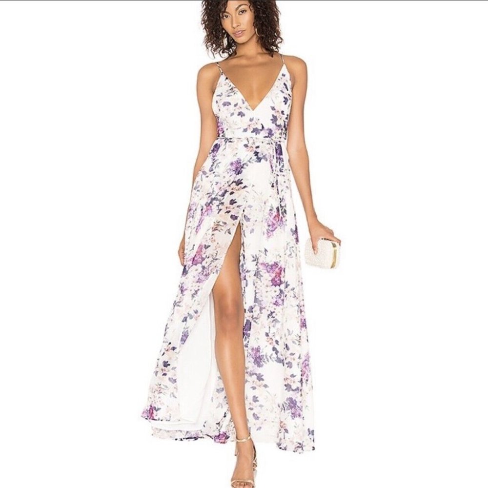 Yumi Kim Spotlight Maxi Wrap Floral Sash Dress Napa Valley Sz S 258.00